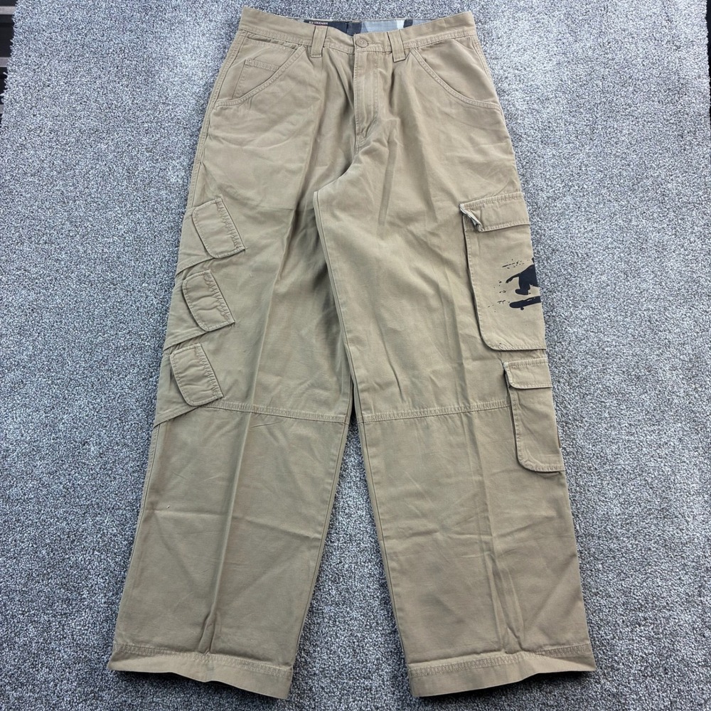 Vintage y2k JNCO Cargo Pants Men's 34x32 Tan Skateboard Baggy Wide Leg EXTREMES